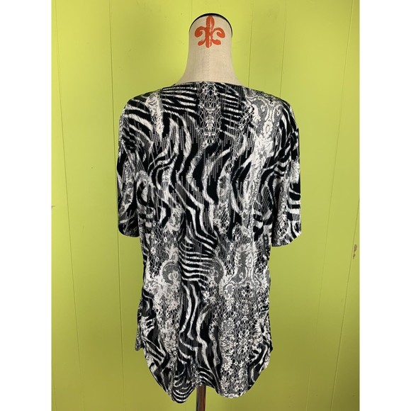 Women XXL Crew Neck Short Sleeve T-Shirt Tunic Tops Blouse Tee Metal Print - Picture 5 of 11